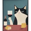 Canvas Schilderij Cat Wine 40x50 cm