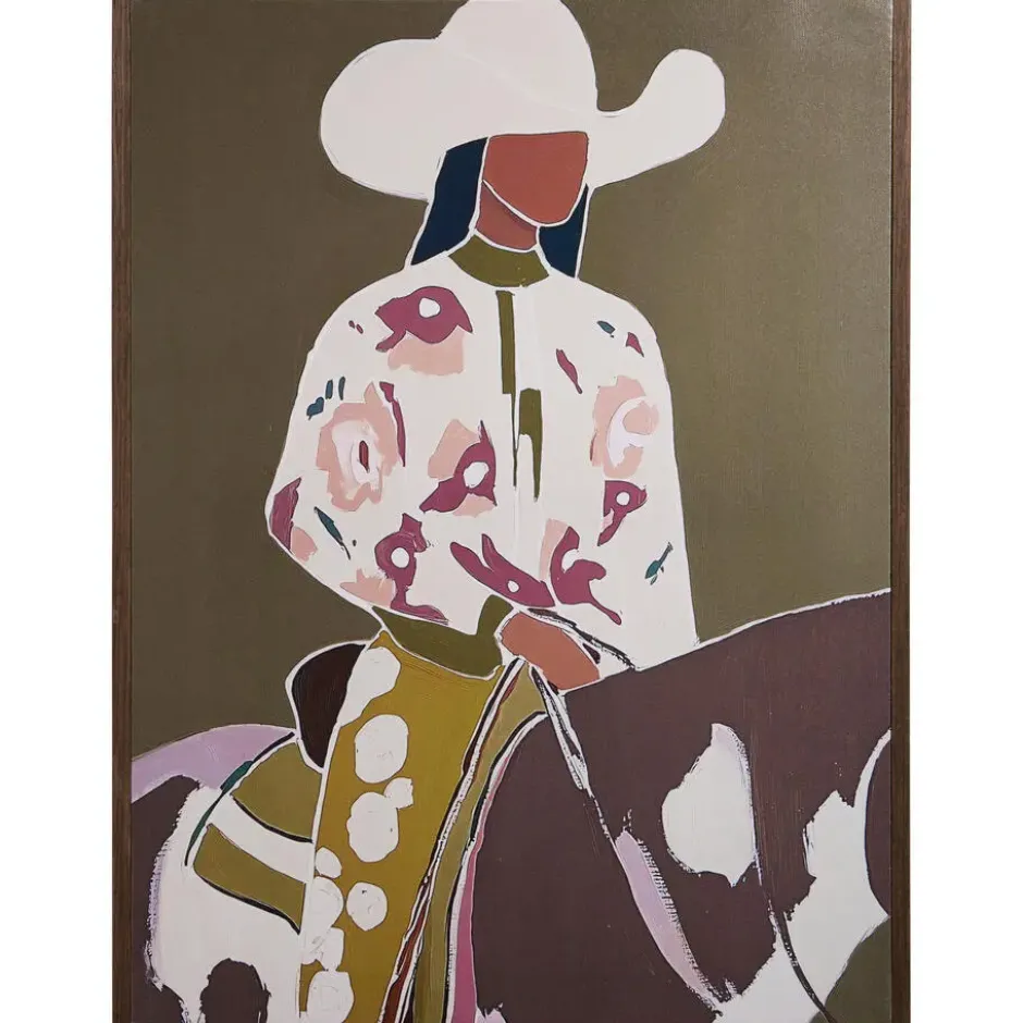 Canvas Schilderij Cowgirl Horse 45x60 cm
