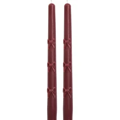 Dinerkaarsen Strikken Bordeaux - 2 Stuks
