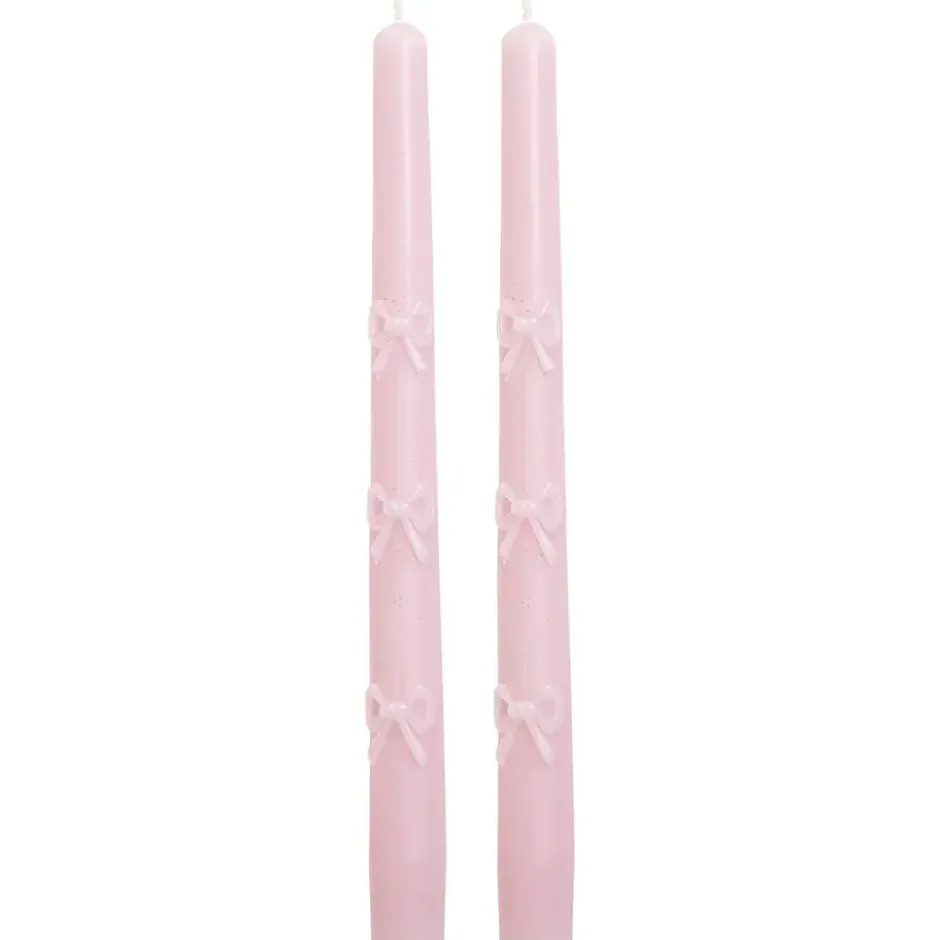 Dinerkaarsen Strikken Roze - 2 Stuks