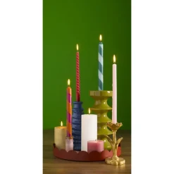 Dinerkaarsen Swirl Paars/Oranje - 2 Stuks