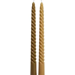 Dinerkaarsen Twisted Olijfgroen - 2 Stuks