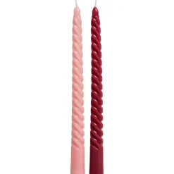 Dinerkaarsen Twisted Roze/Rood- 2 Stuks