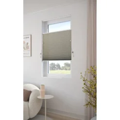 Fenstr Plisségordijn Raya Taupe Lichtdoorlatend