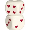 Kandelaar Dobbelsteen Hartjes Wit/Rood