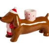 Kandelaar Teckel Kerstmuts Bruin