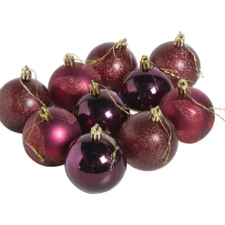 Kerstballen Lipjes Bordeaux - 10 Stuks