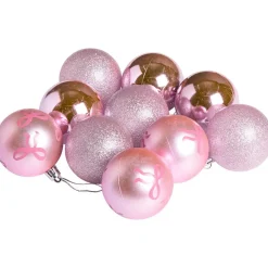 Kerstballen Strikjes Roze - 10 Stuks