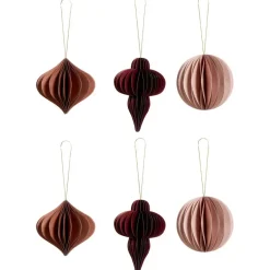 Kersthangers Nude/Rood Papier - 6 Stuks
