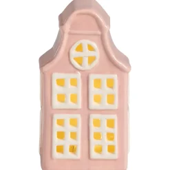 Kersthuisje Grachtenpand Ledverlichting Roze
