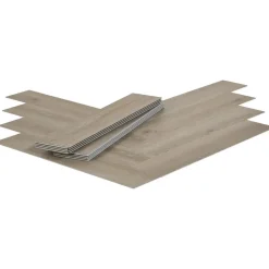 Klik PVC Coburn Taupe Eiken Visgraat Met Geïntegreerde Ondervloer
