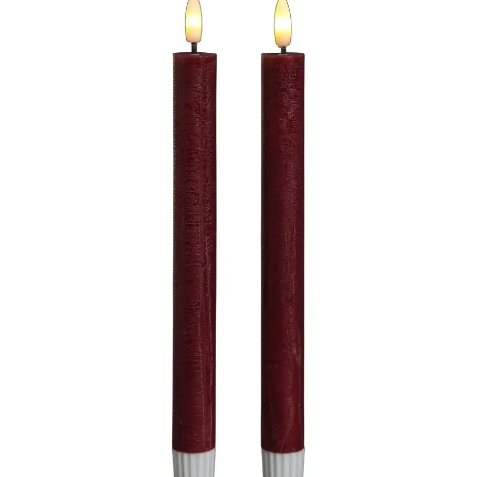 LED Kaars Bordeaux - 2 Stuks