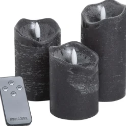 LED Kaarsen Met Afstandsbediening En Timer Zwart - 3 Stuks