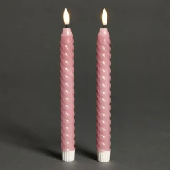 LED Kaars Swirl Roze - 2 Stuks