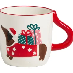 Mok Met Oor Teckel Cadeaus Wit/Rood