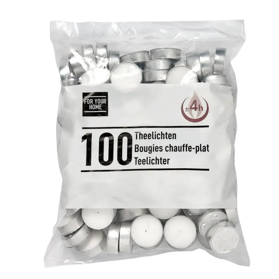 Theelichten 100 Stuks Wit